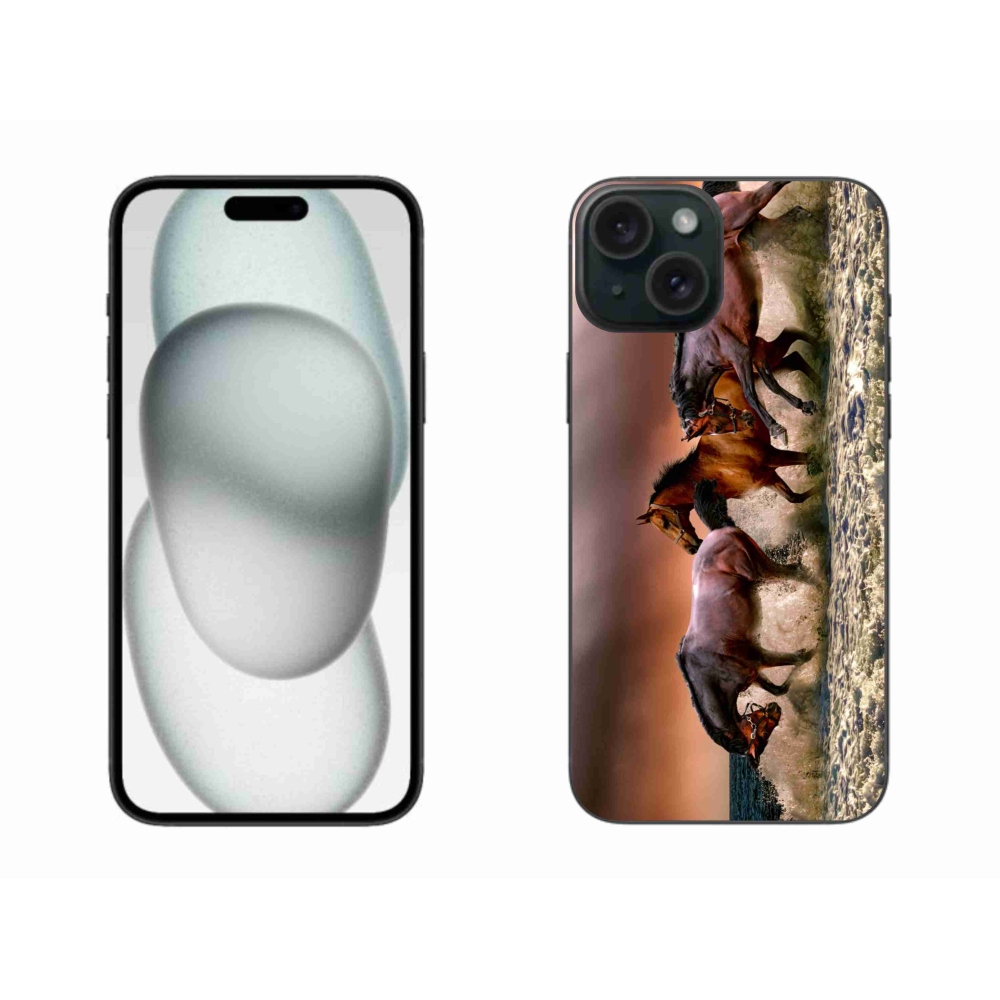 Gelový obal mmCase na iPhone 15 Plus - koně 1