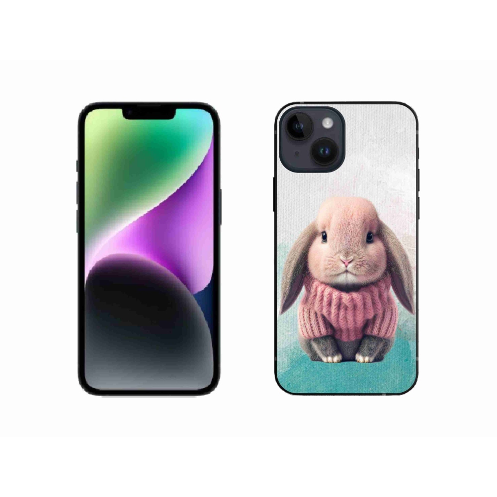 Gelový kryt mmCase na iPhone 14 - králíček ve svetru