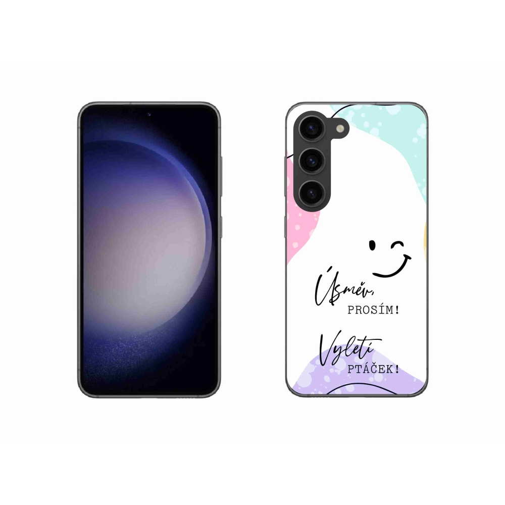 Gelový kryt mmCase na Samsung Galaxy S23 5G - vtipný text 4 bílé pozadí