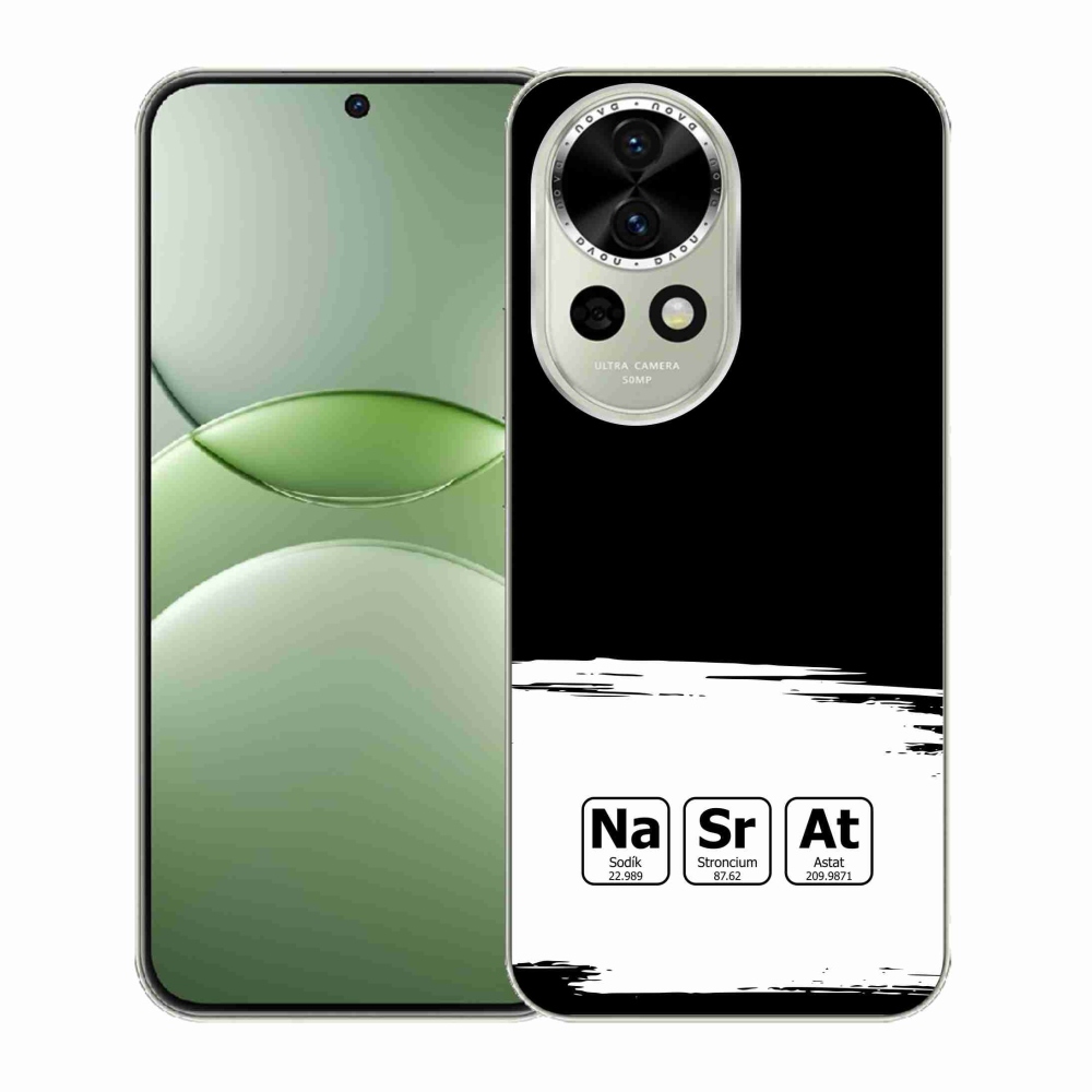 Gelový kryt mmCase na Huawei Nova 13 5G - chemické prvky bíločerné pozadí