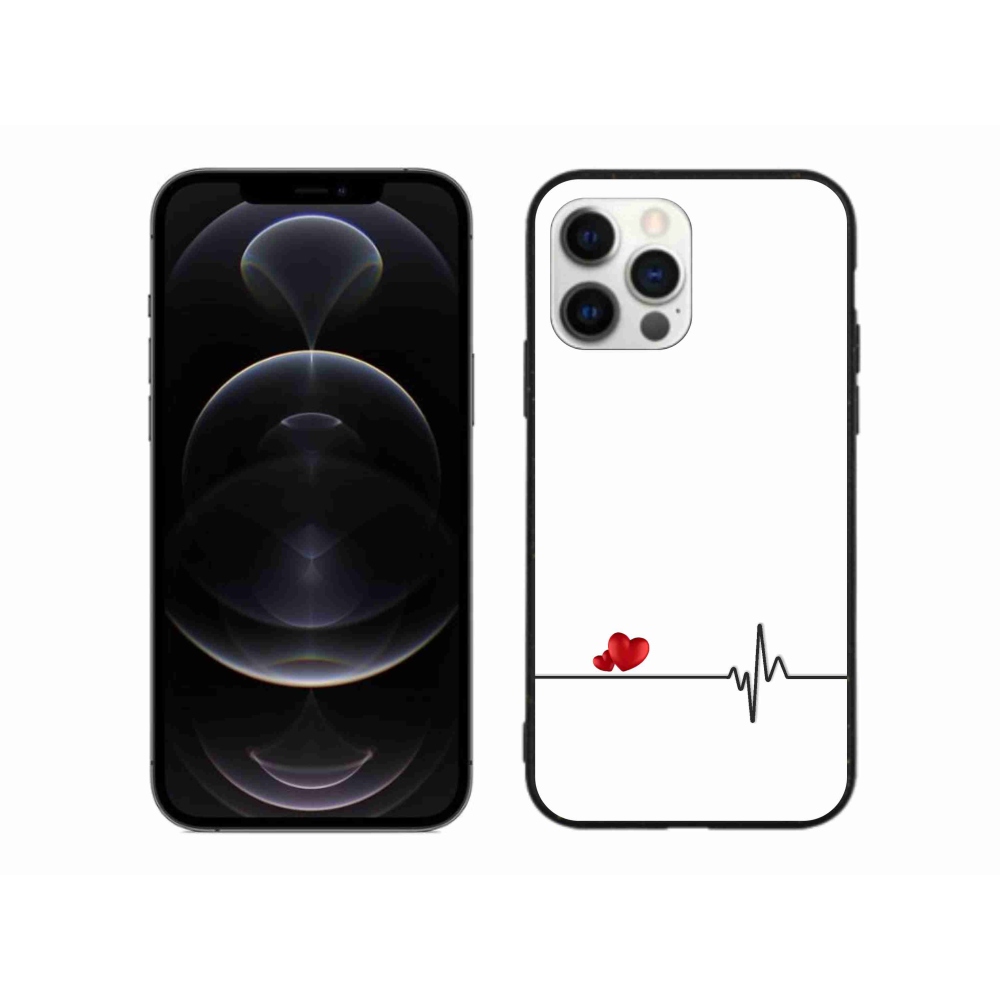 Gelový kryt mmCase na iPhone 12 Pro Max - srdce a tep bílé pozadí
