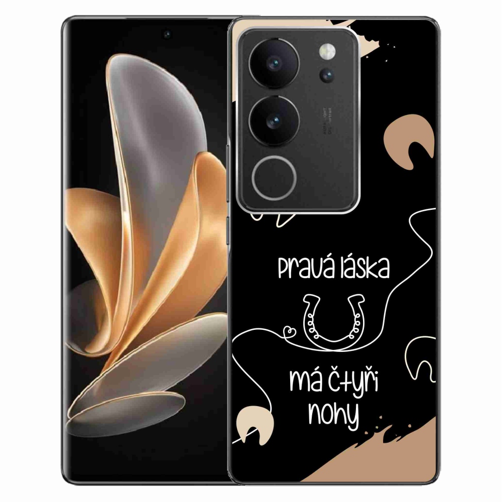 Gelový kryt mmCase na Vivo V29 5G - koňský motiv černé pozadí