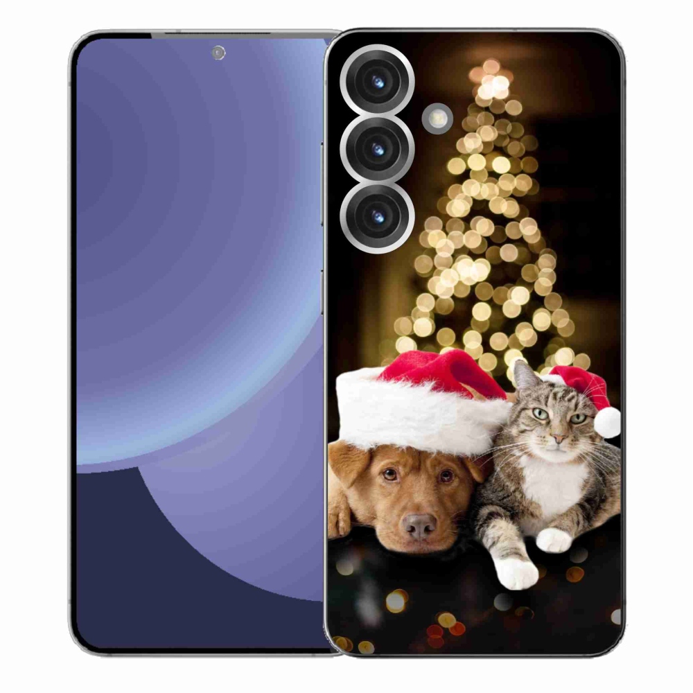 Gelový kryt mmCase na Samsung Galaxy S25+ - vánoční pes a kočka