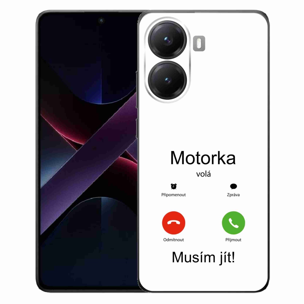 Gelový kryt mmCase na Xiaomi Poco X7 Pro 5G - motorka volá bílé pozadí