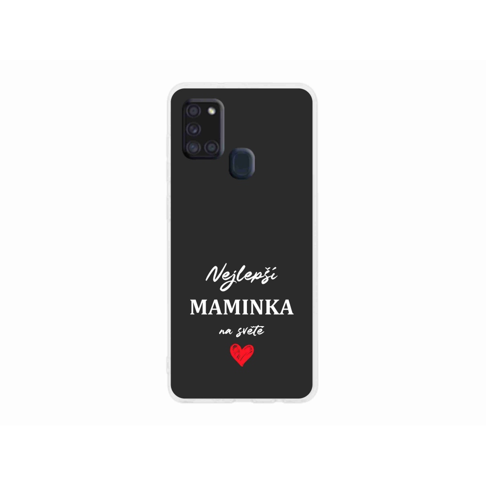 Gelový kryt mmCase na Samsung Galaxy A21s - nejlepší maminka 1 černé pozadí