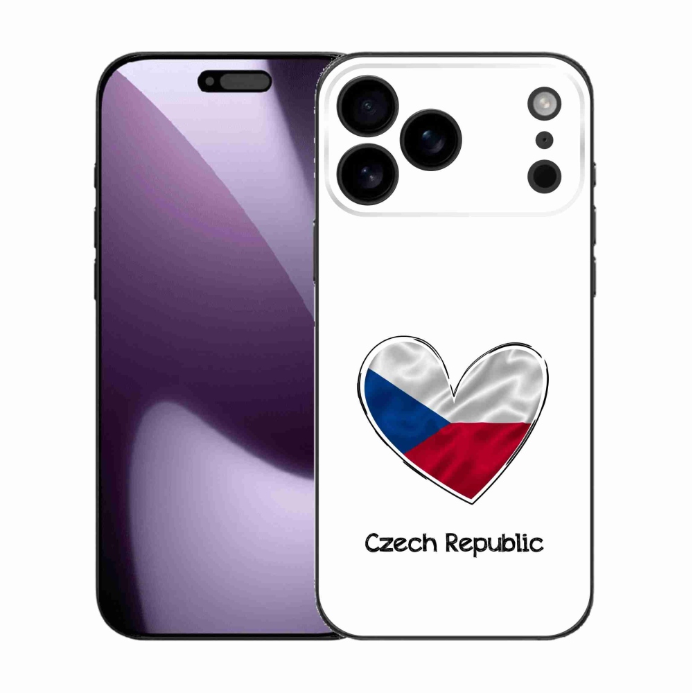 Gelový kryt mmCase na iPhone 17 Pro Max - vlajka srdce bílé pozadí