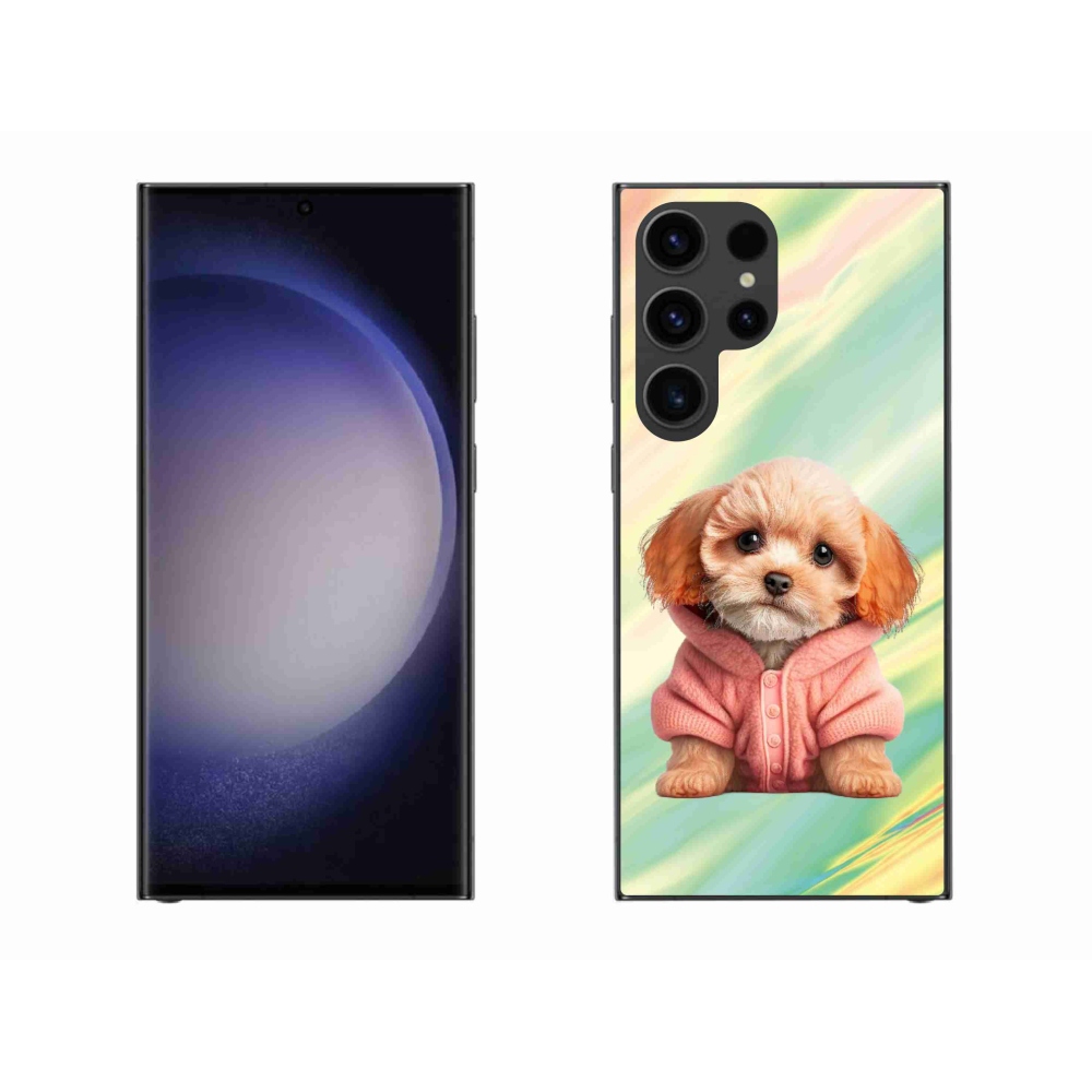 Gelový kryt mmCase na Samsung Galaxy S23 Ultra 5G - štěně ve svetru
