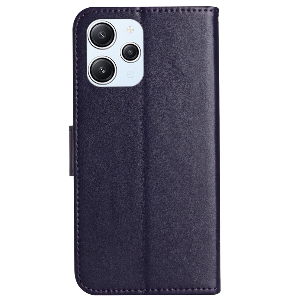 Flower knížkové pouzdro na Xiaomi Redmi 12 4G/5G - tmavěfialové