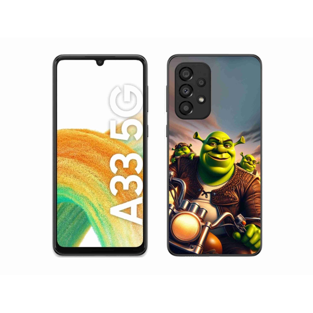 Gelový kryt mmCase na Samsung Galaxy A33 5G - shrek na motorce