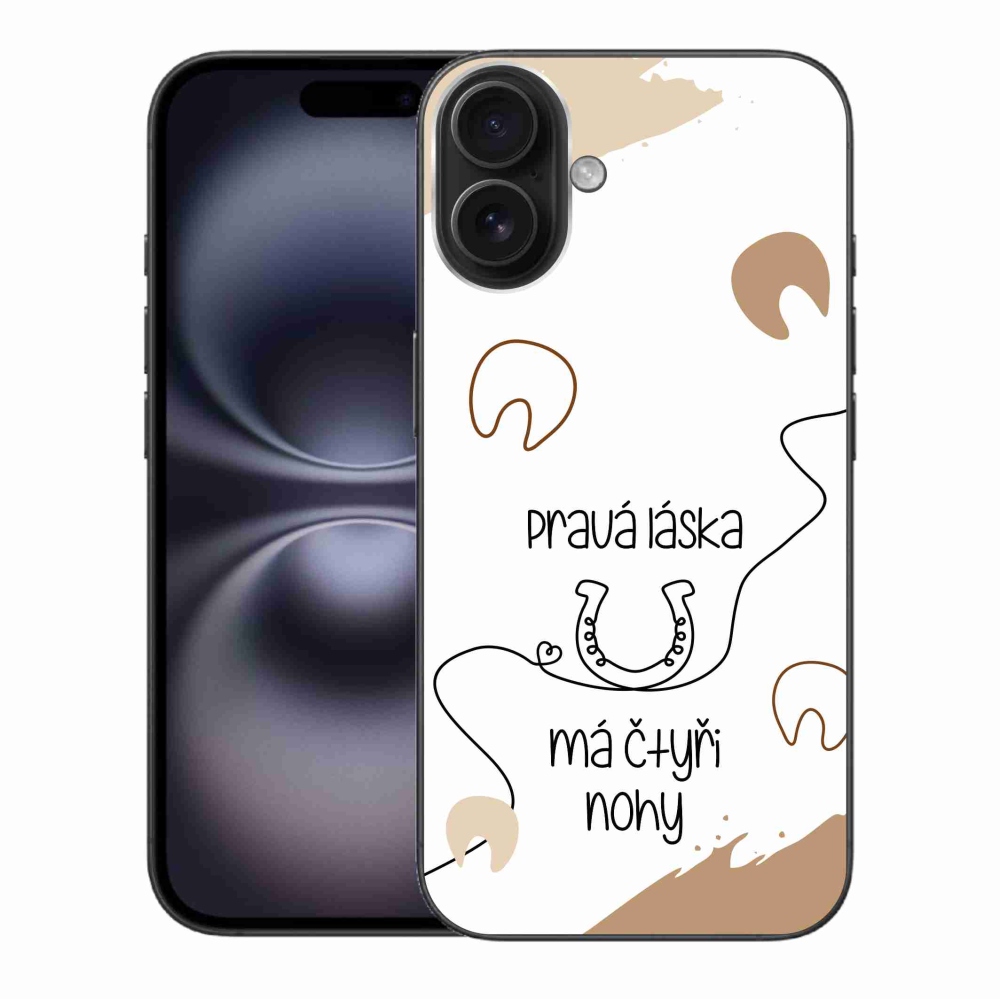 Gelový kryt mmCase na iPhone 16 Plus - koňský motiv bílé pozadí
