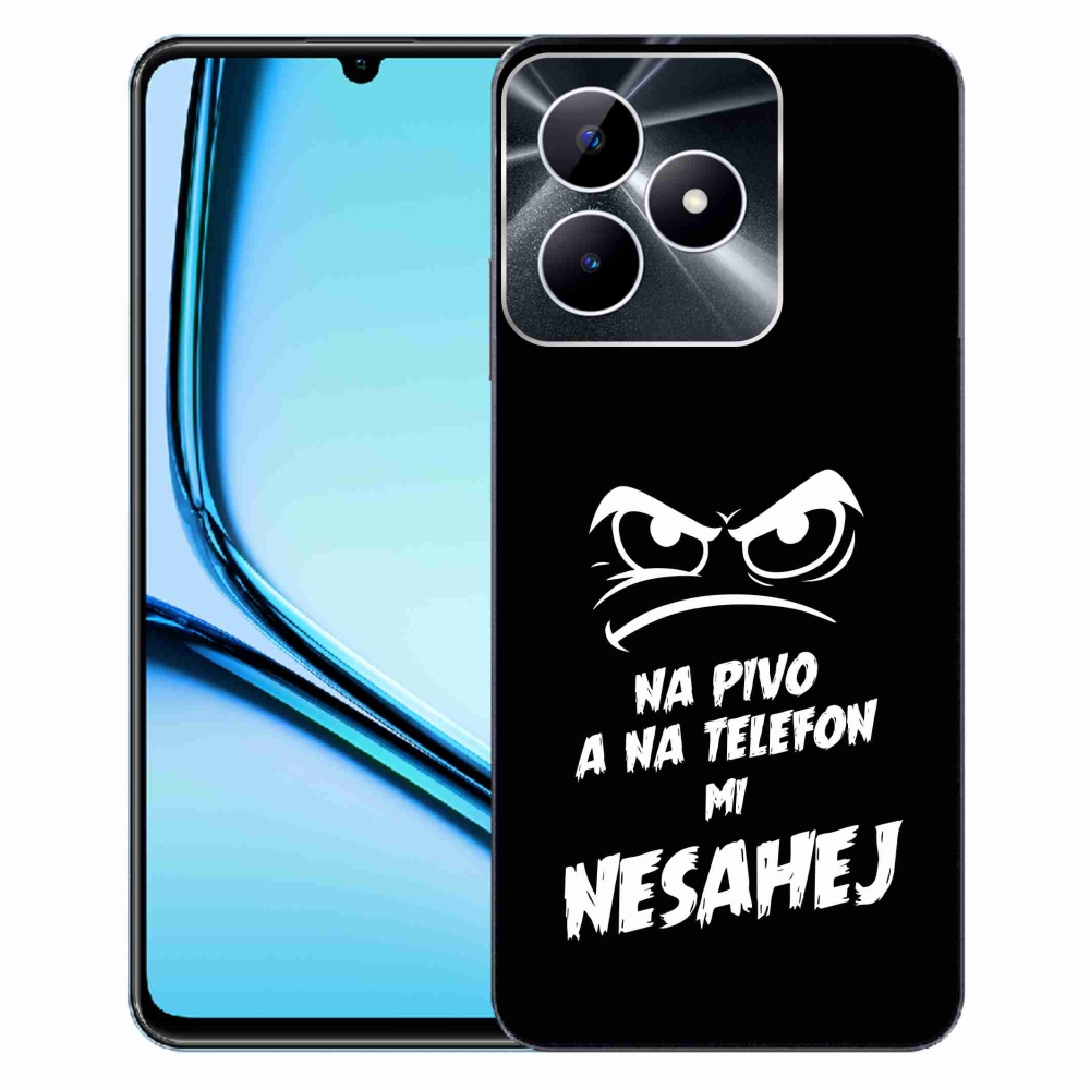 Gelový kryt mmCase na Realme Note 50 - pivní motiv 2 černé pozadí