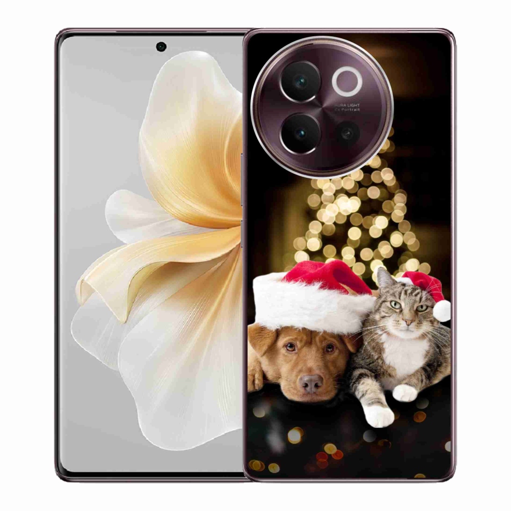 Gelový kryt mmCase na Vivo V40 Lite 5G - vánoční pes a kočka