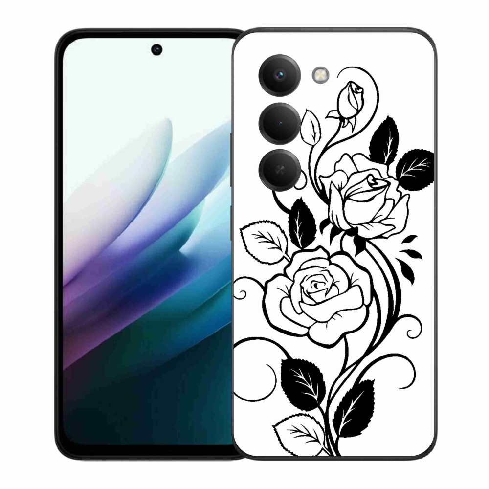 Gelový kryt mmCase na Xiaomi Redmi 15 4G/5G (171mm) - černobílá růže