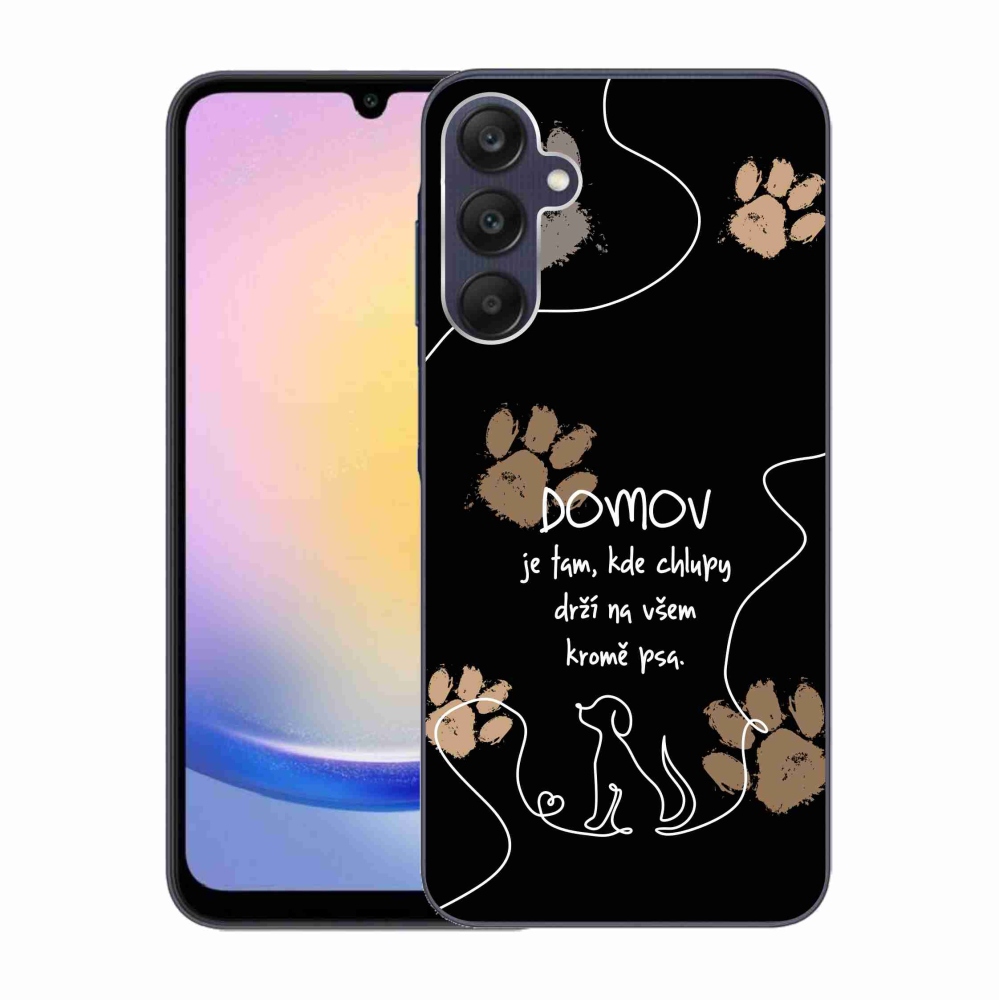 Gelový kryt mmCase na Samsung Galaxy A25 5G - psí motiv černé pozadí