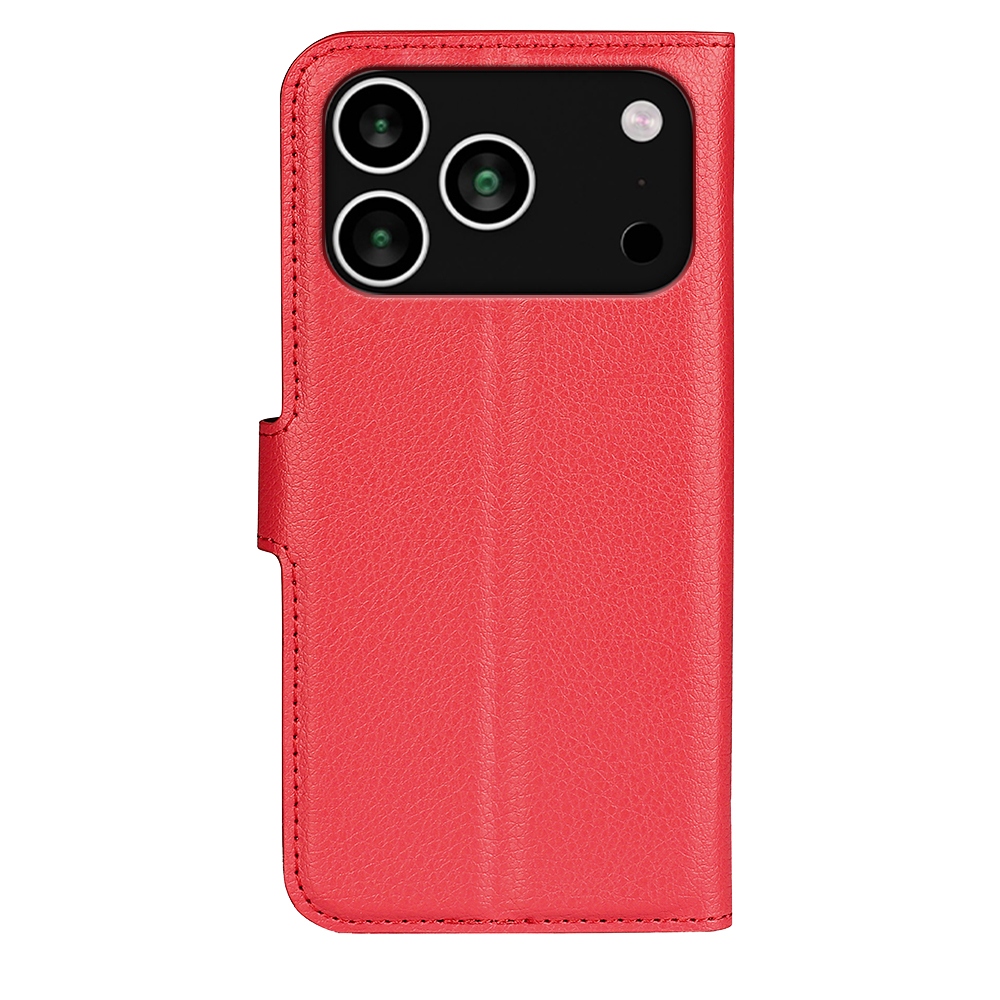 Litchi knížkové pouzdro na iPhone 17 Pro - červený