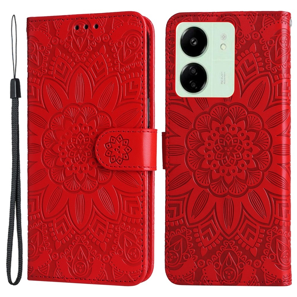 Sunflower knížkové pouzdro na Xiaomi Poco C65/Redmi 13C - červené