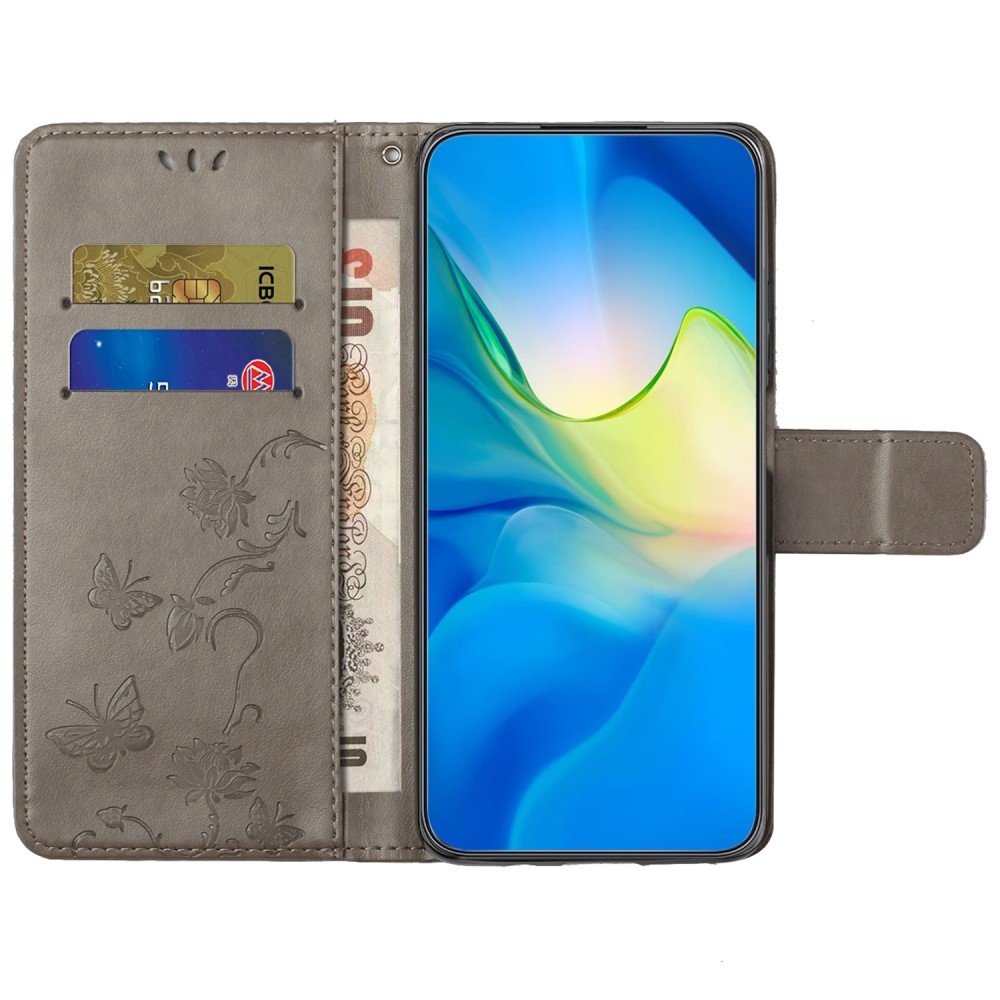 Flower knížkové pouzdro na Xiaomi Redmi 12 4G/5G - šedé