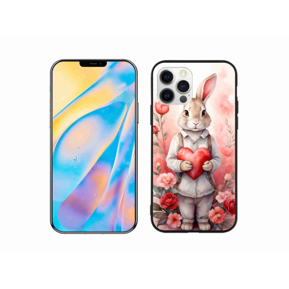 Gelový kryt mmCase na iPhone 12 Pro - zajíc se srdíčkem
