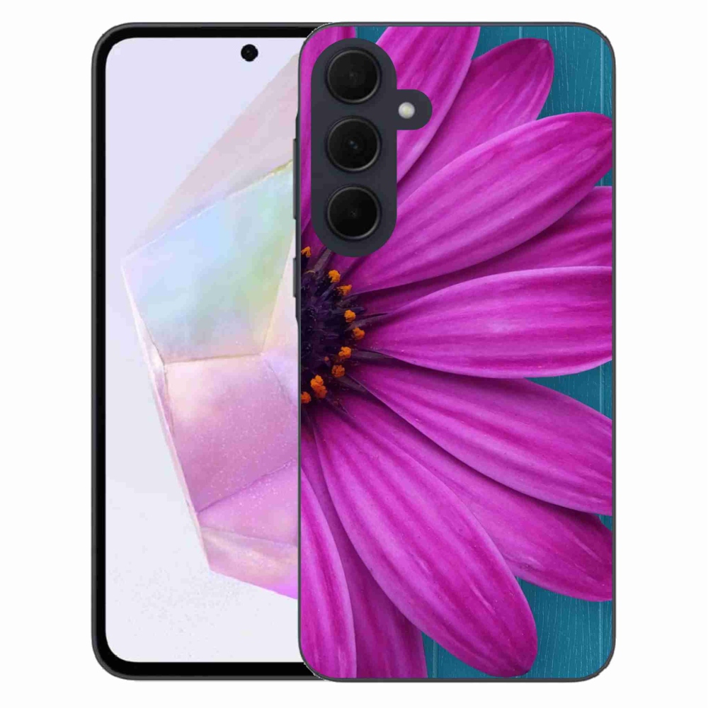 Gelový obal mmCase na Samsung Galaxy A35 5G - fialová kopretina