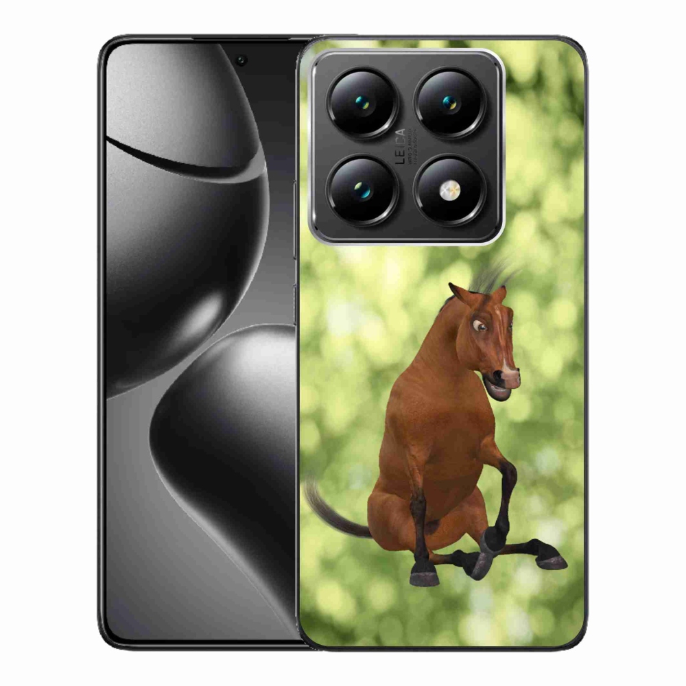 Gelový kryt mmCase na Xiaomi 14T Pro - hnědý kreslený kůň 1