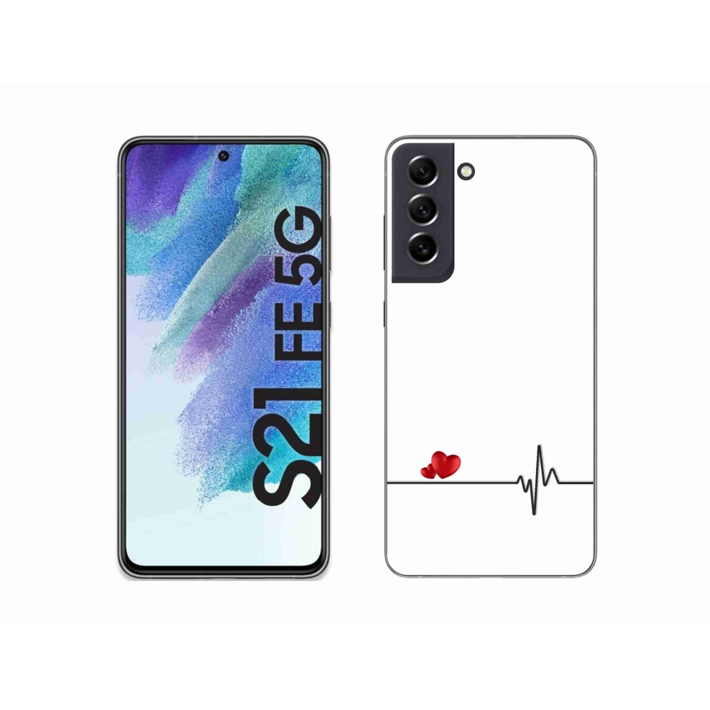 Gelový kryt mmCase na Samsung Galaxy S21 FE 5G - srdce a tep bílé pozadí