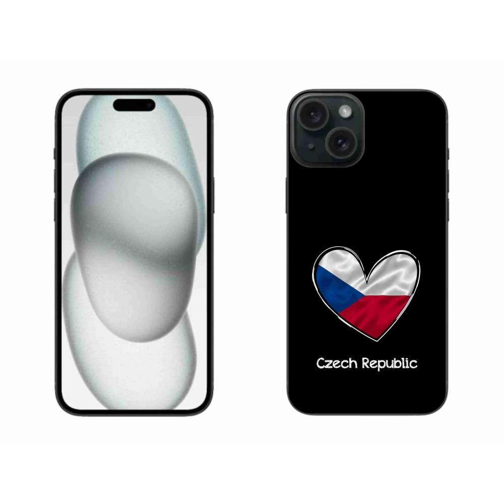 Gelový kryt mmCase na iPhone 15 Plus - vlajka srdce černé pozadí