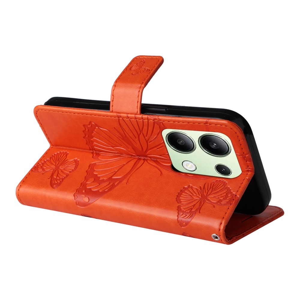 Big Butterfly knížkové pouzdro na Xiaomi Redmi Note 13 - oranžové
