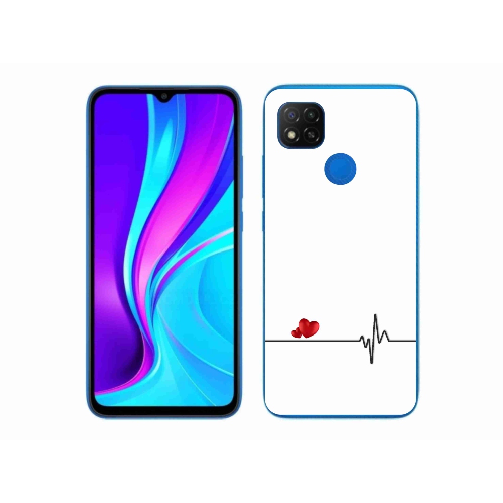 Gelový kryt mmCase na Xiaomi Redmi 9C - srdce a tep bílé pozadí