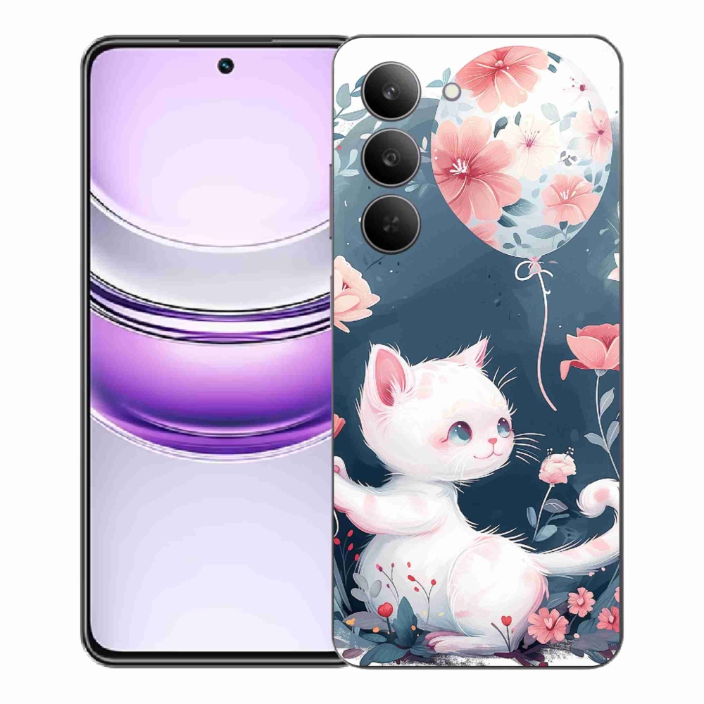 Gelový kryt mmCase na Realme 14x 5G - kotě s balónkem