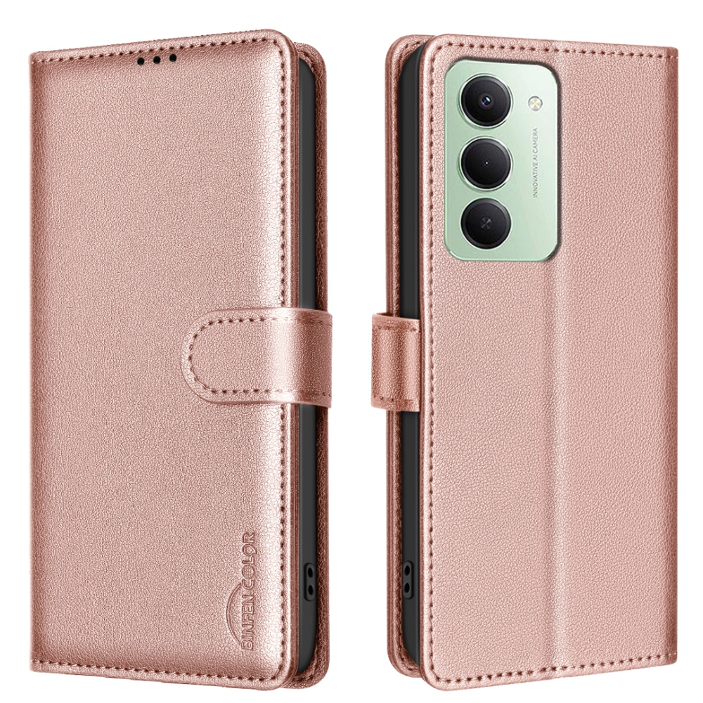 BINFEN knížkové pouzdro na Xiaomi Redmi 15 5G (169mm) - růžovozlaté