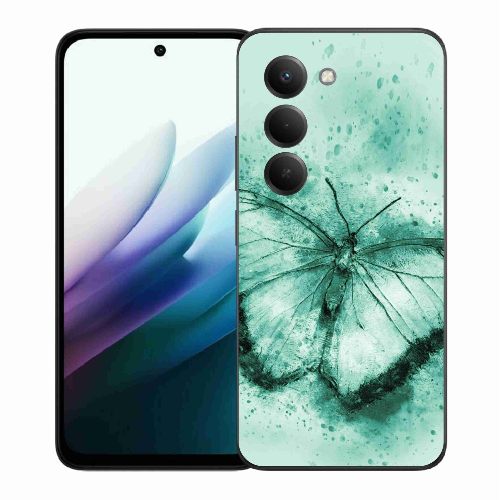 Gelový kryt mmCase na Xiaomi Redmi 15 4G/5G (171mm) - zelený motýl