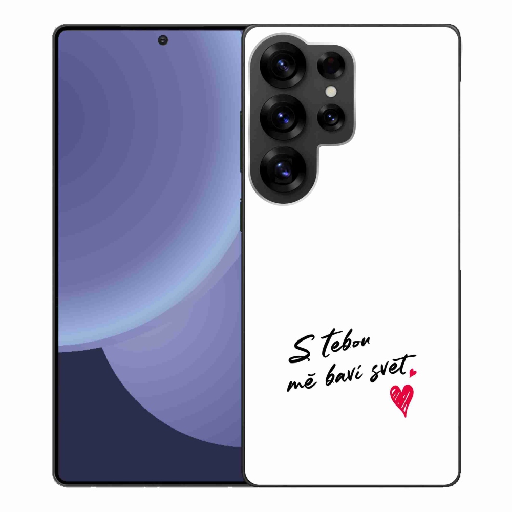 Gelový kryt mmCase na Samsung Galaxy S25 Ultra - zamilovaný text 1 bílé pozadí