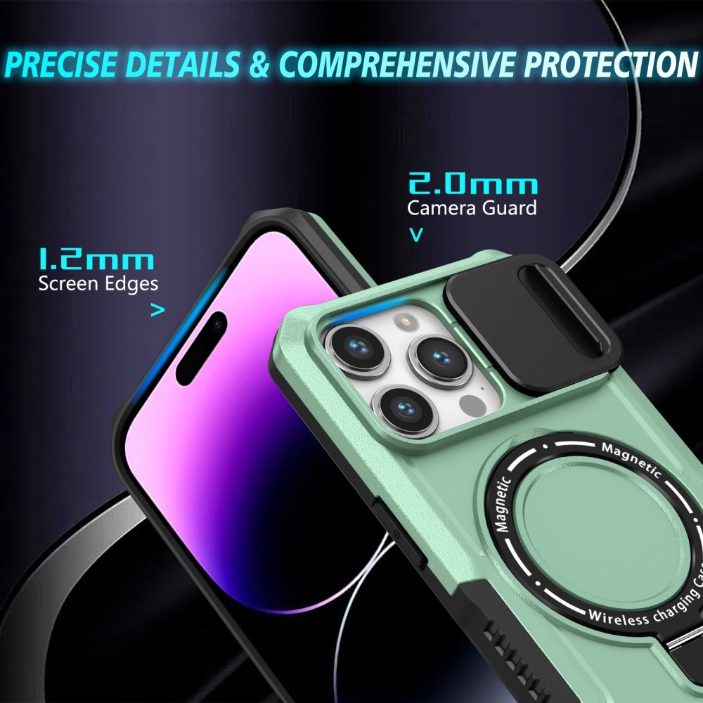 Military odolný kryt s MagSafe na iPhone 14 Pro Max - světlezelený