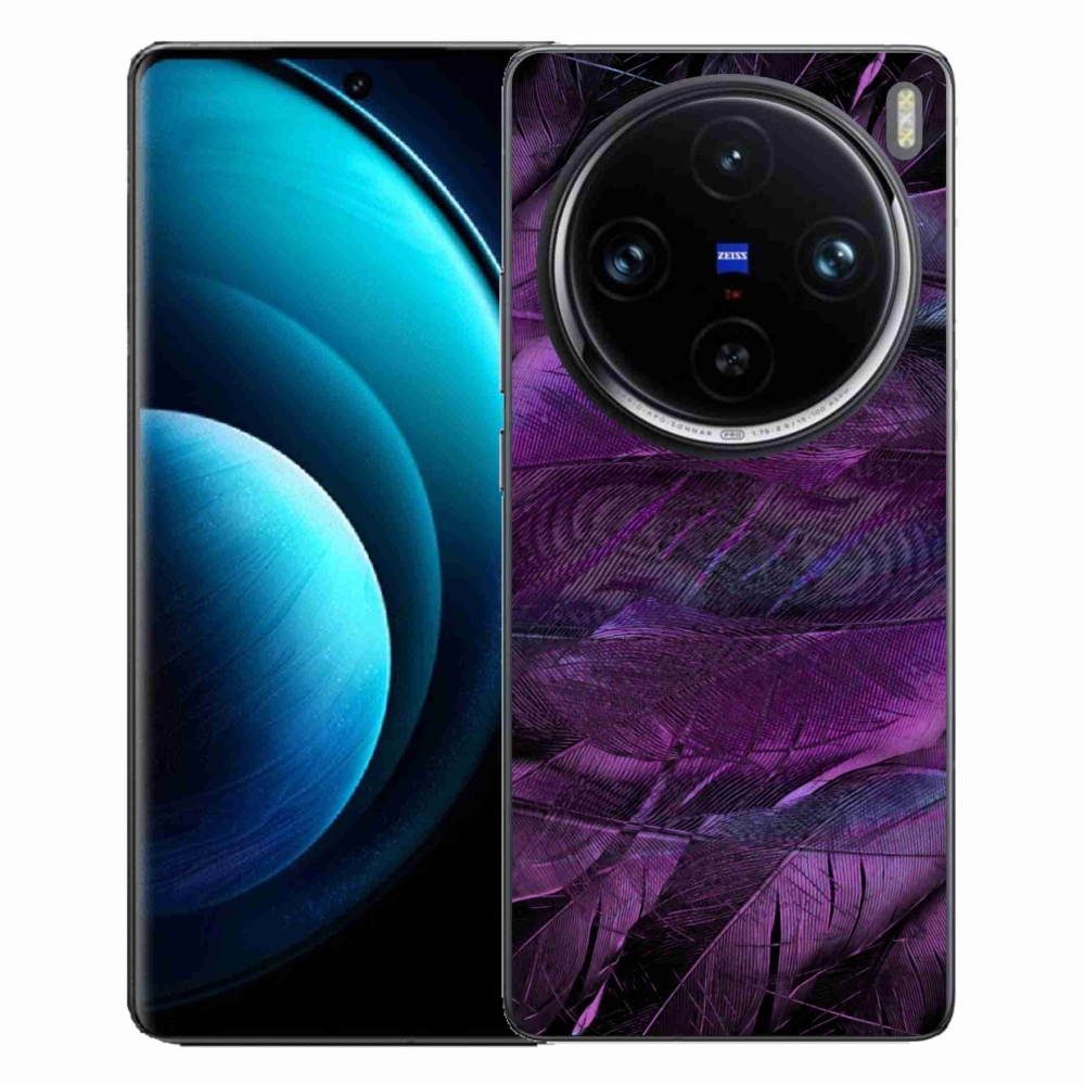 Gelový kryt mmCase na Vivo X100 Pro 5G - fialová pírka