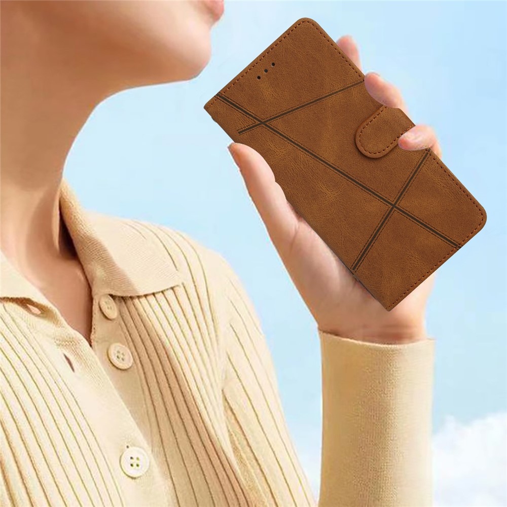 Line knížkové pouzdro na Xiaomi 15T Pro - hnědé