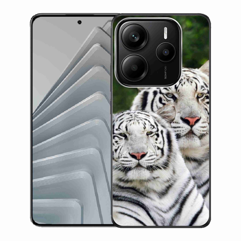 Gelový kryt mmCase na Xiaomi Redmi Note 14 5G - bílí tygři