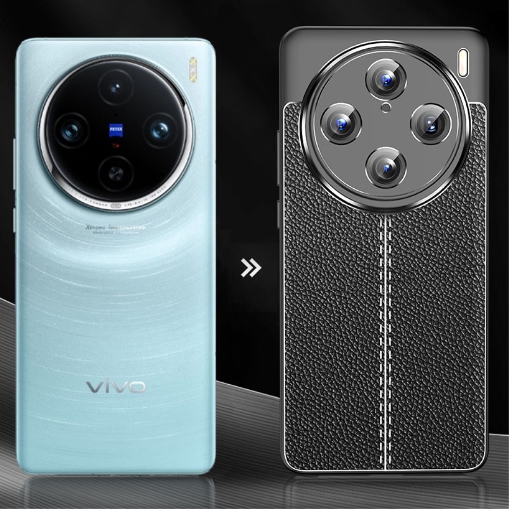 Litchi odolný gelový obal na Vivo X100 Pro 5G - černý