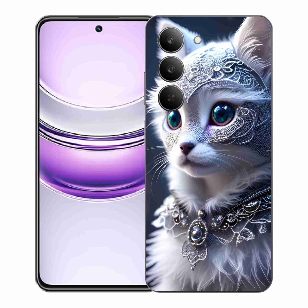 Gelový kryt mmCase na Realme 14x 5G - bílá kočka