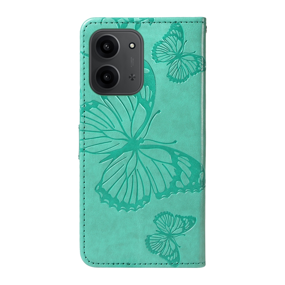 Big Butterfly knížkové pouzdro na Xiaomi Redmi 15C 4G/5G (173mm) - modrozelené