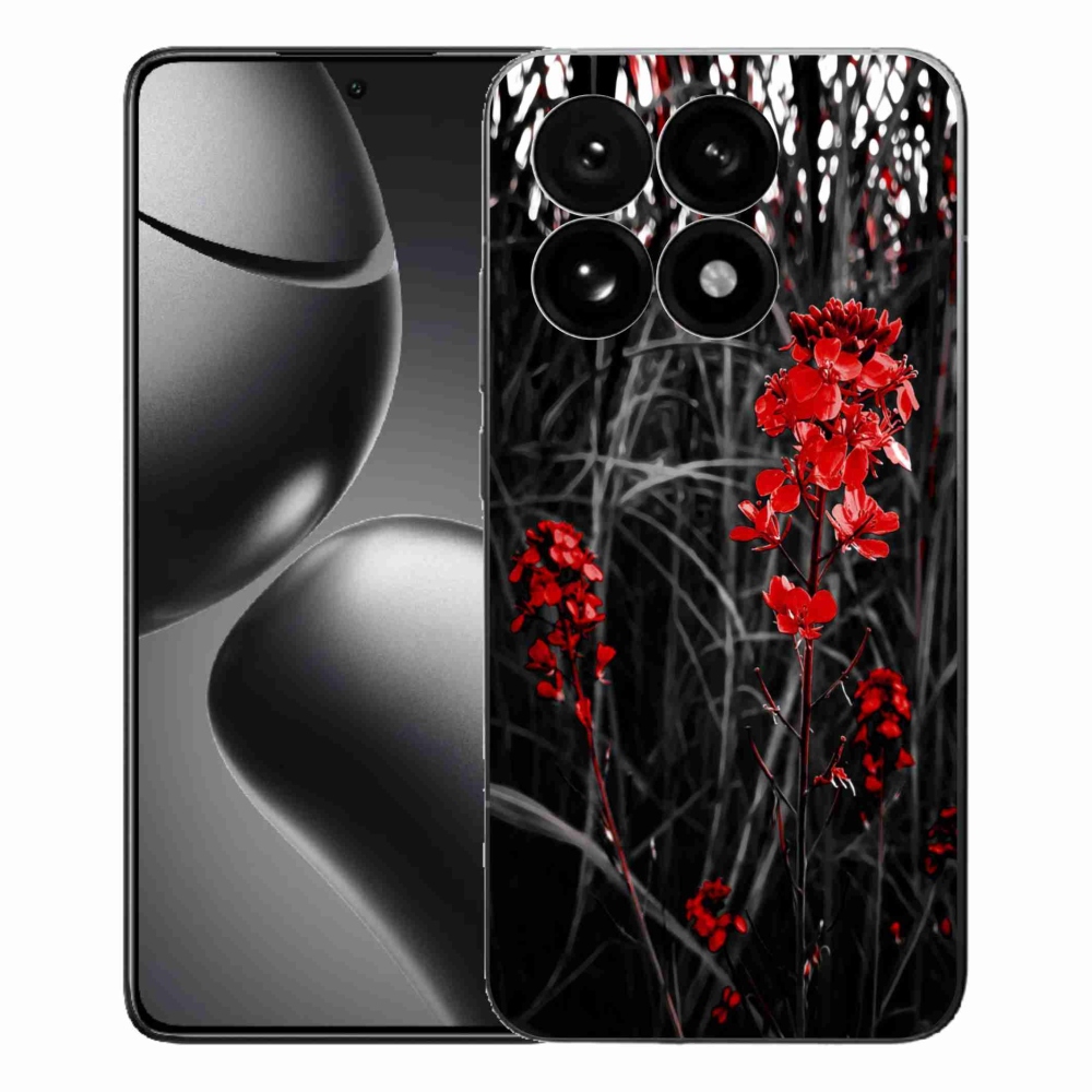 Gelový kryt mmCase na Xiaomi 15T - červená rostlina
