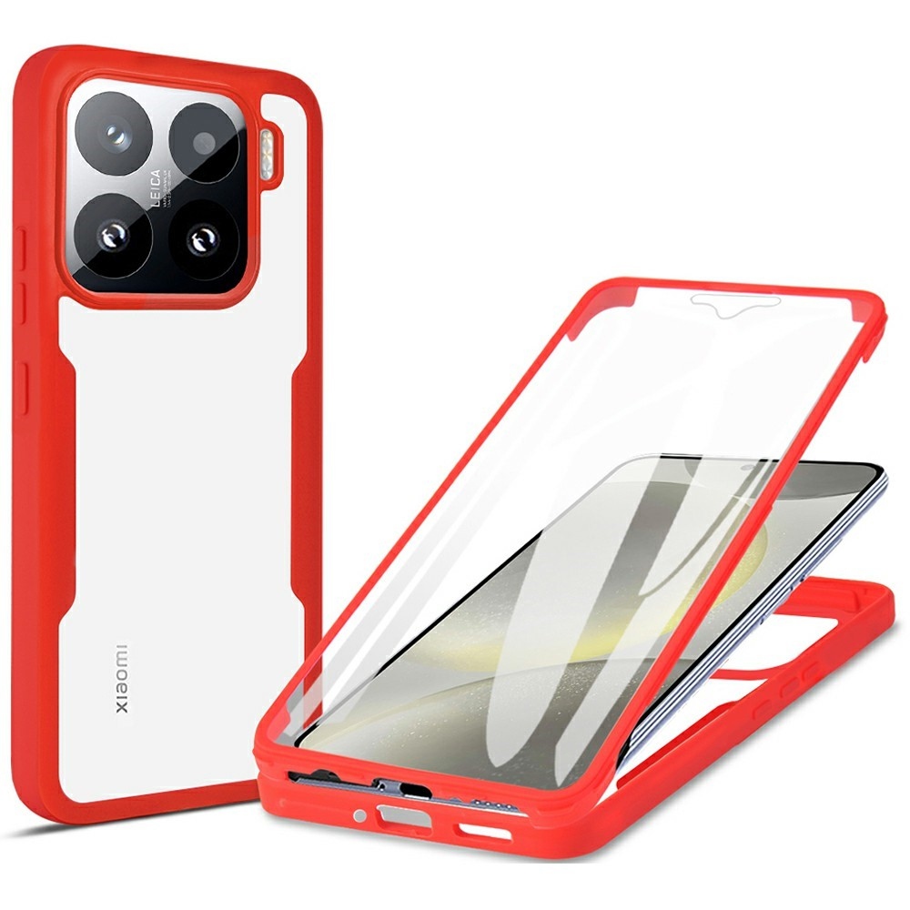 Acryl gelový obal s rámečkem pro ochranou displeje na Xiaomi 15 - červený