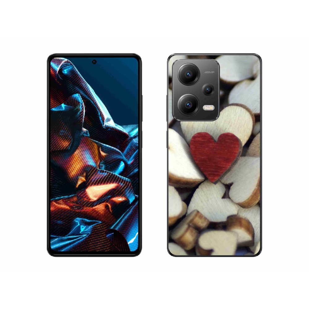 Gelový kryt mmCase na mobil Xiaomi Redmi Note 12 Pro 5G - gravírované červené srdce