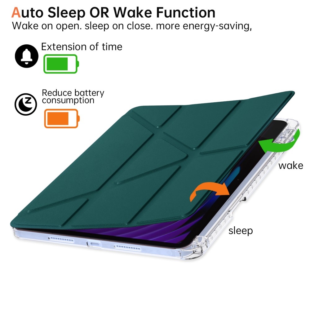 Origami chytré polohovací pouzdro na tablet Xiaomi Pad 7/7 Pro - tmavězelené