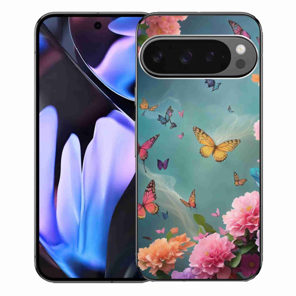 Gelový kryt mmCase na Google Pixel 9 Pro XL - barevné květy a motýli