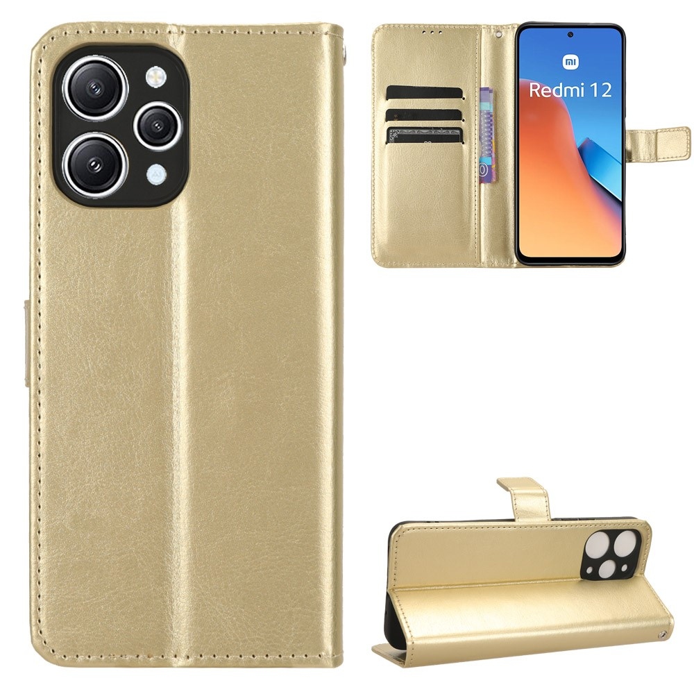 Horse knížkové pouzdro na Xiaomi Redmi 12 4G/5G - zlaté