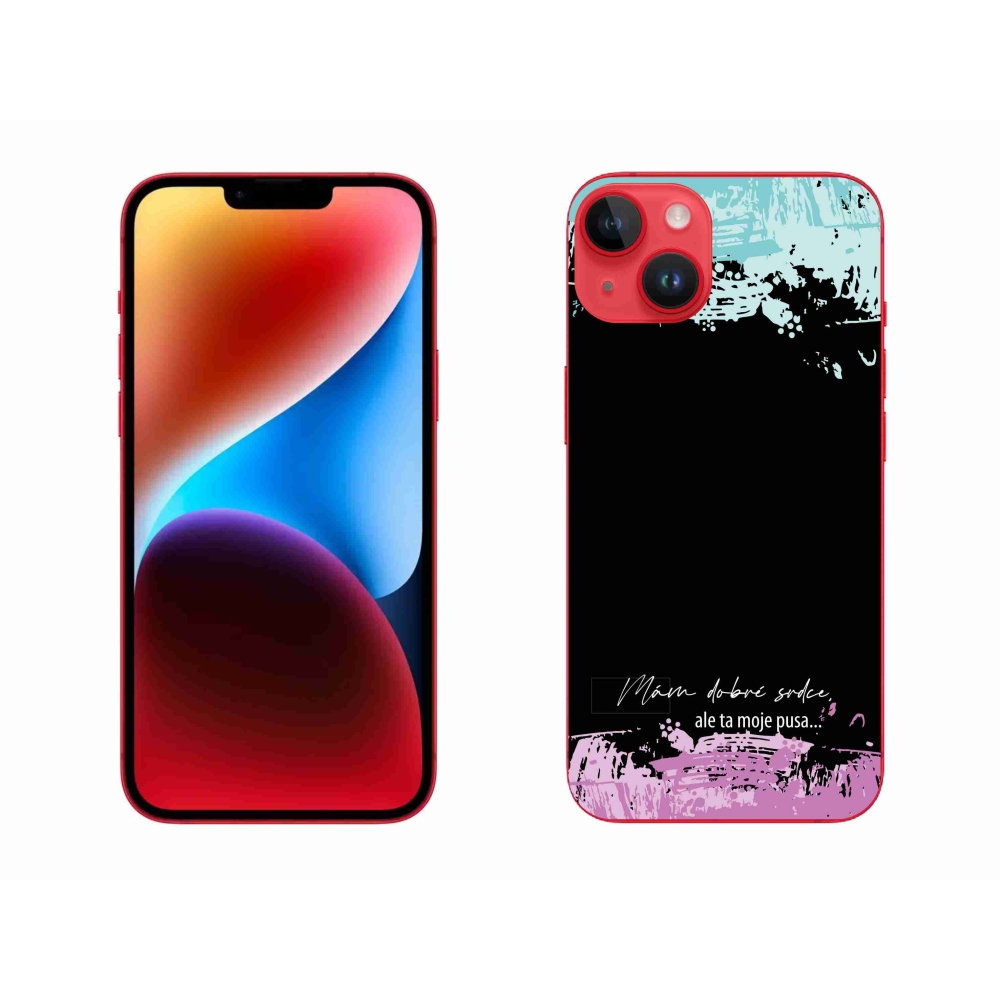 Gelový kryt mmCase na iPhone 14 Plus - vtipný text 3 černé pozadí