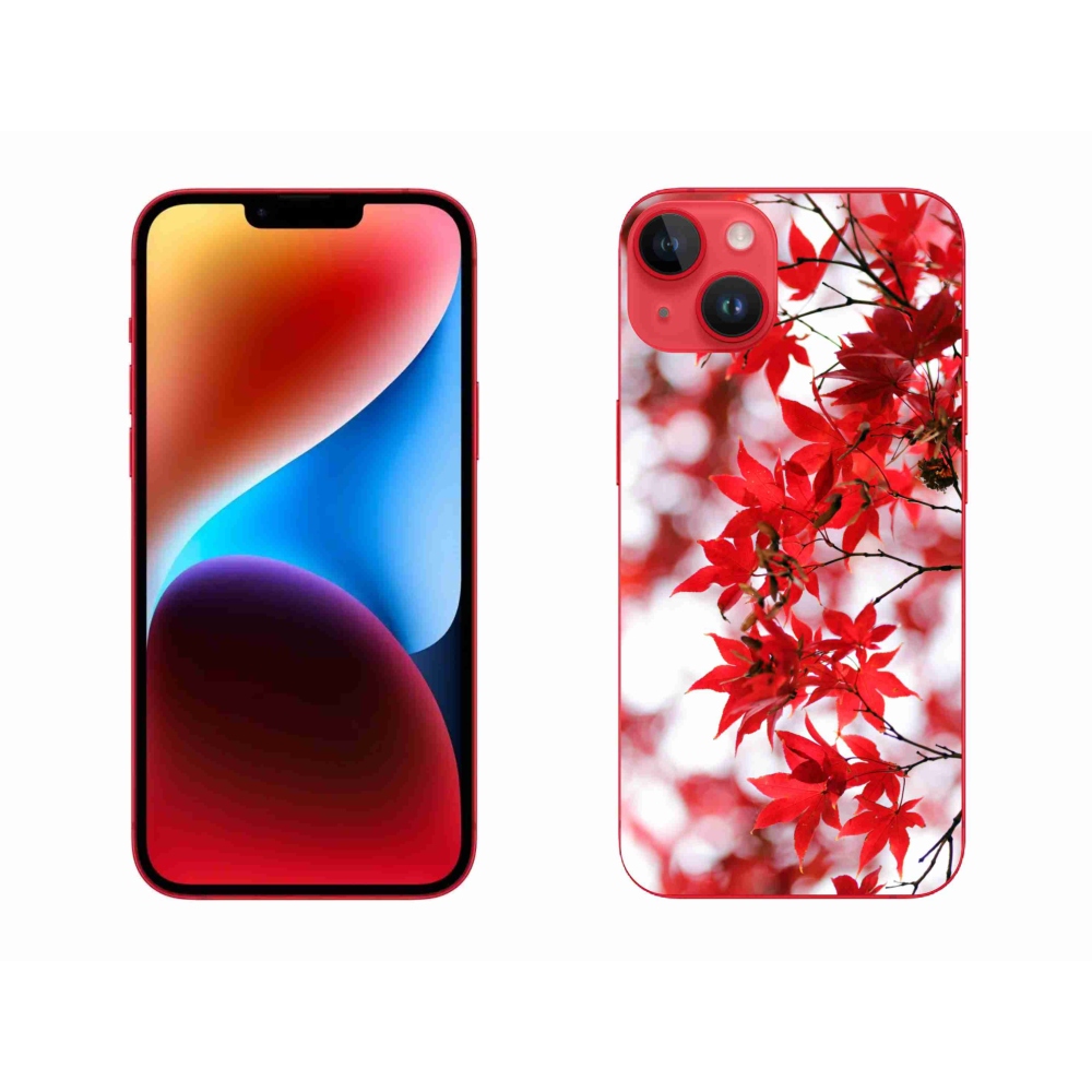 Gelový kryt mmCase na iPhone 14 Plus - červené listy