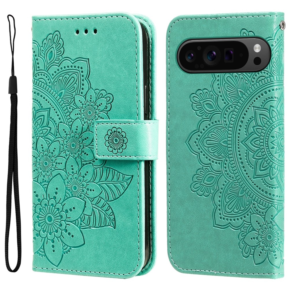 Mandala knížkové pouzdro na Google Pixel 10 Pro XL/Pixel 9 Pro XL - modrozelené