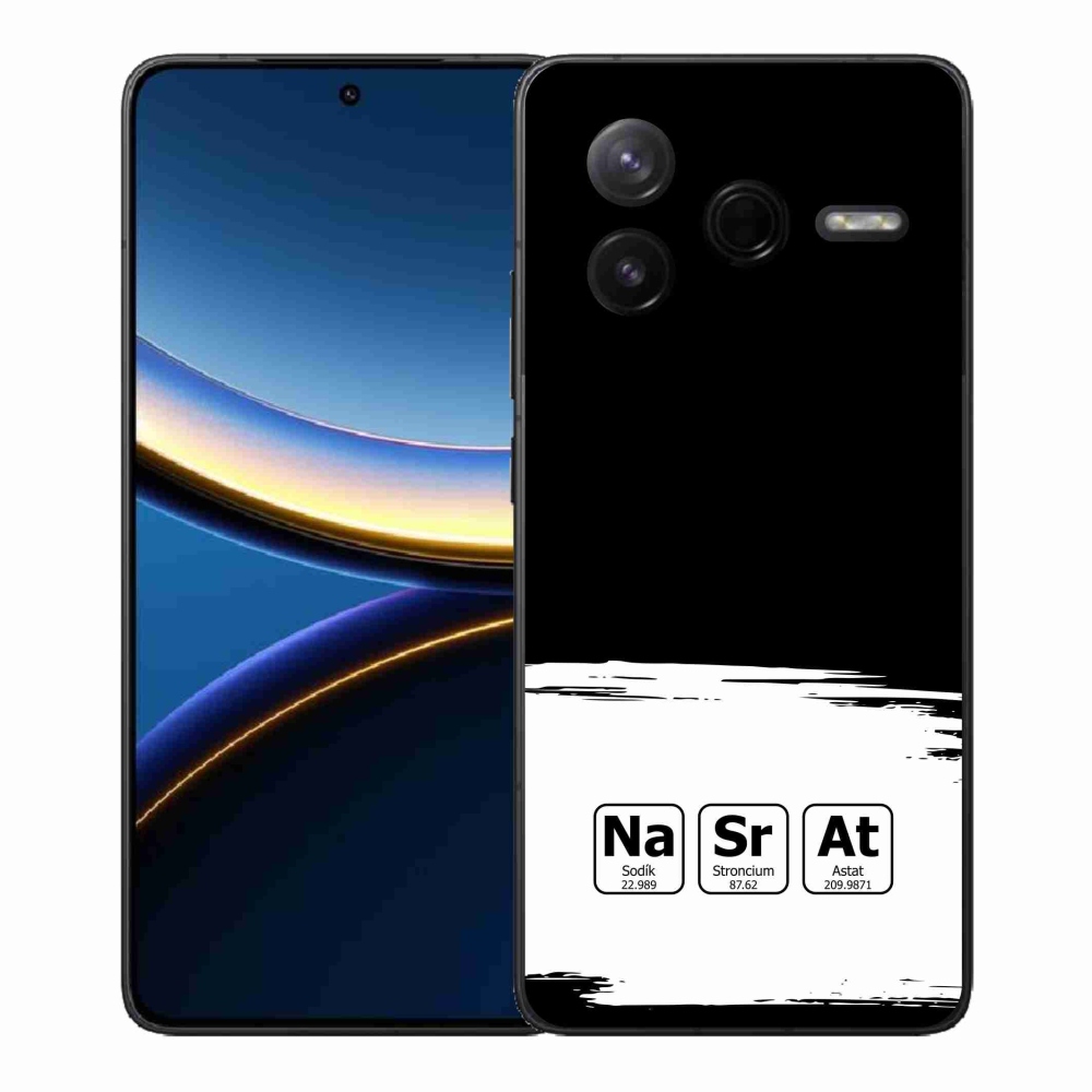 Gelový kryt mmCase na Xiaomi Poco F7 Pro - chemické prvky bíločerné pozadí