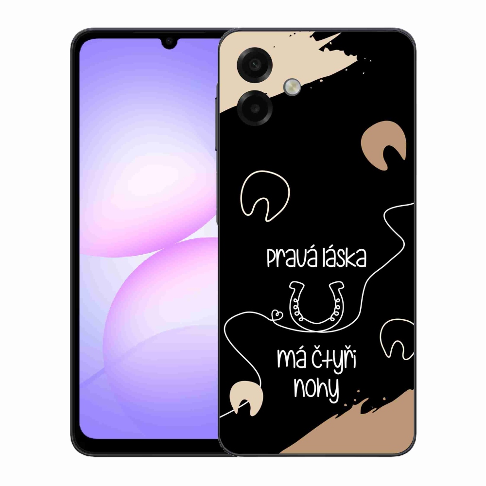 Gelový kryt mmCase na Samsung Galaxy A07 4G - koňský motiv černé pozadí